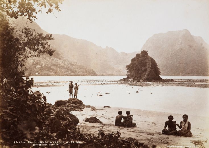 Polynesian shoreline at golden hour
